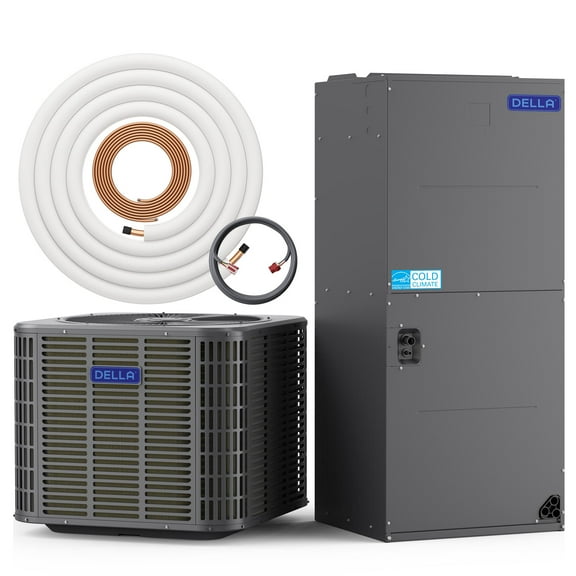 DELLA 34,000 BTU Ducted Central Air Conditioner with Air Handler, Heat Pump Inverter Split System AC, 19 SEER2 208-230V, Two-Stage Compressor, Pre-Charged, 35ft Kit Installation