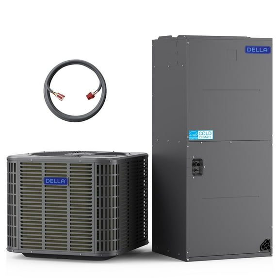 DELLA 34,000 BTU Ducted Central Air Conditioner with Multi-Position Air Handler, Heat Pump Inverter Split System AC, 19 SEER2 208-230V, Two-Stage Compressor, Pre-Charged