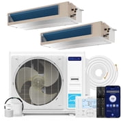 DELLA 36K BTU 2 Zone 2x24K BTU Concealed Ducted Mini Split AC, 20 SEER2