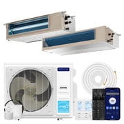 DELLA 41K BTU 2 Zone 17,000+22,000 BTU Concealed Ducted Mini Split AC, 20 SEER2, Energy Star, 230V Inverter Heat Pump System, Pre-Charged, Work with Alexa and Wifi, 25ft Kit & Thermostat