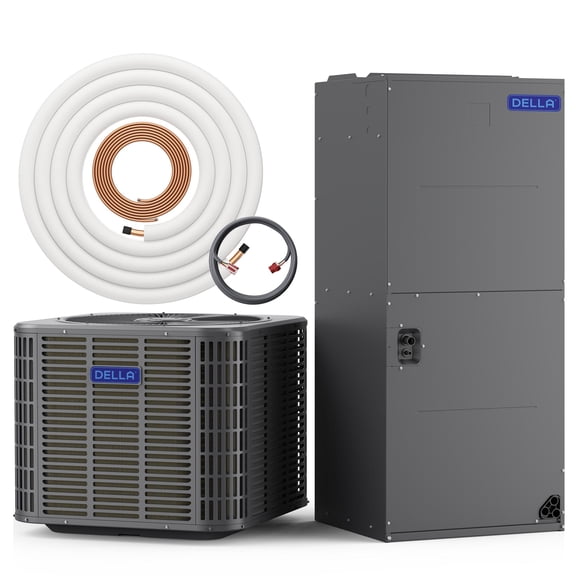 DELLA 53,000 BTU Ducted Central Air Conditioner with Air Handler, Heat Pump Inverter Split System AC, 17 SEER2 208-230V, Two-Stage Compressor, Pre-Charged, 50ft Kit