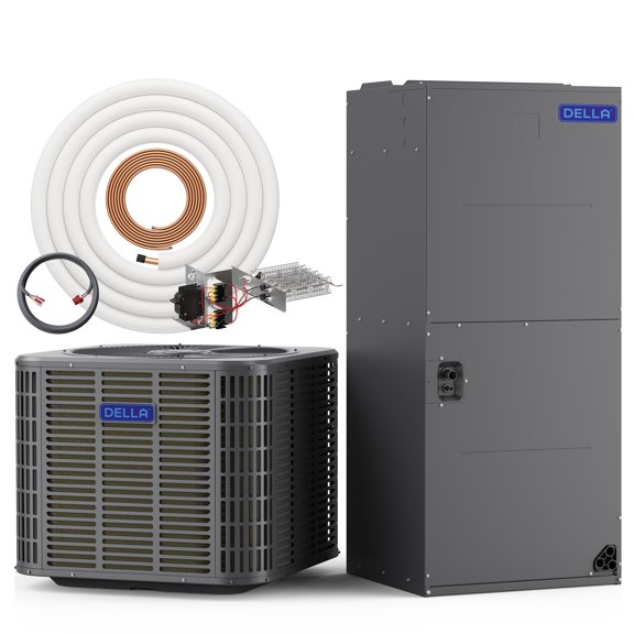 DELLA 53,000 BTU Ducted Central Air Conditioner with Air Handler, Heat Pump Inverter System, 17 SEER2 208-230V, Two-Stage Compressor, Pre-Charged, 50ft Kit, 20kW Heat Kit