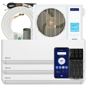 DELLA 55K BTU 3 Zone (3x18K) Mini Split Air Conditioner, Soft Airflow, Energy Star, 22.5 SEER2 230V, Up to 3000 Sq.Ft, Smart WiFi Alexa, Multi Zone Heat Pump Ductless Inverter AC, 16ft Kits