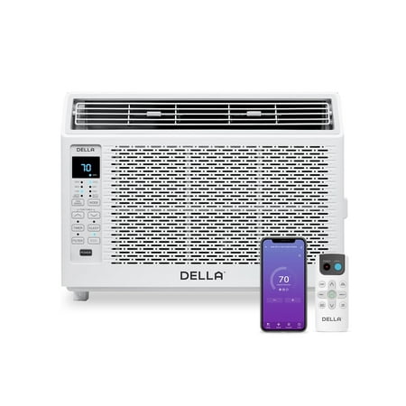 DELLA 6000 BTU 115V/60Hz Energy Saving Window Air Conditioner, Whisper Quiet AC Unit with WIFI Smart Controls, Remote, Dehumidifier, Fan, Cools up to 250 Square feet