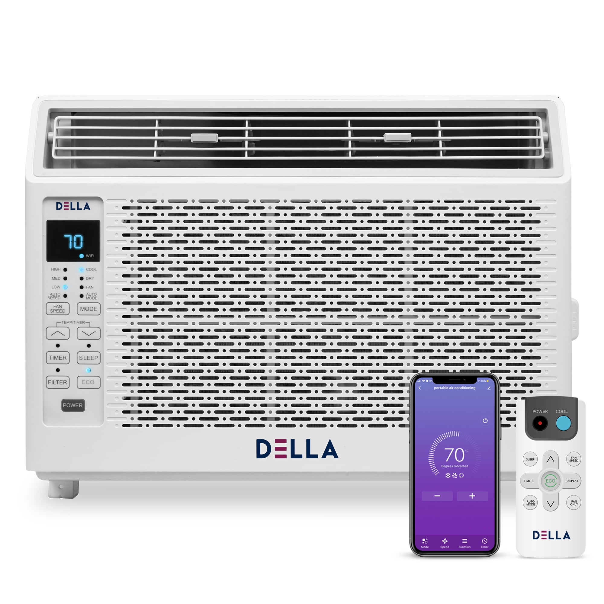 DELLA 6000 BTU 115V/60Hz Energy Saving Window Air Conditioner, Whisper