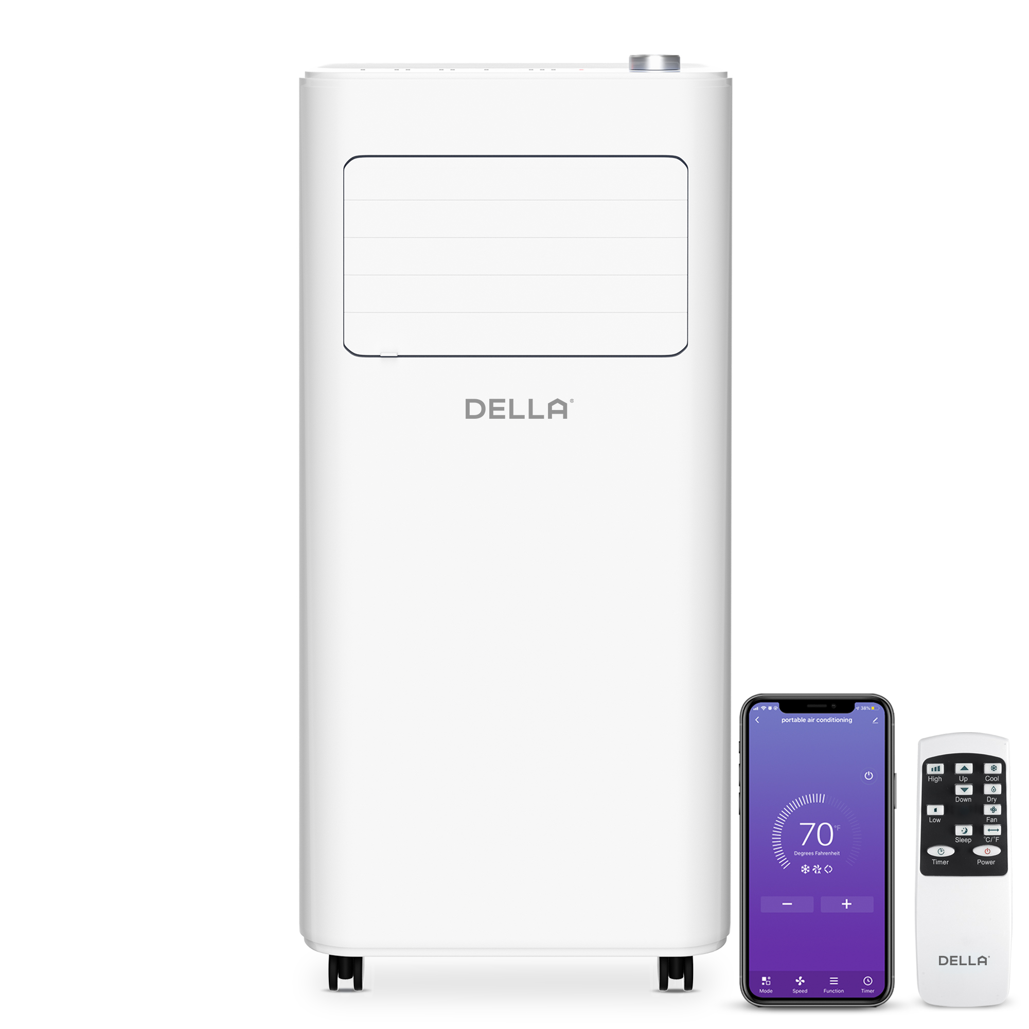 DELLA 8000 BTU ASHRAE/5000 BTU(SACC) Smart Wifi Enabled Portable Air Conditioner, Cooling, Dehumidifier & Fan Portable AC Unit with Remote Control Window Kit, Cools up to 350 Sq. ft. - image 1 of 7