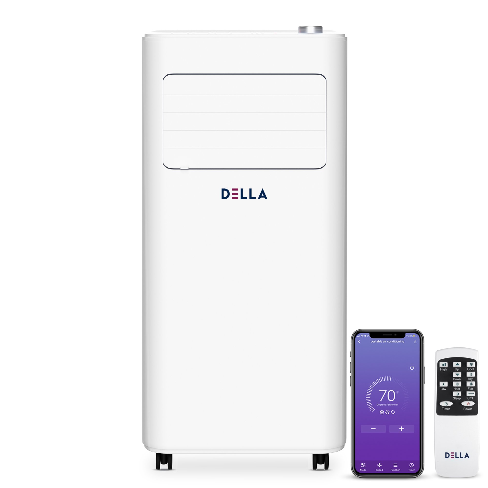 DELLA 8000 BTU ASHRAE with Heat Pump/5000 BTU(SACC) Smart Wifi Enabled Portable  Air Conditioner, Electric Auto Swing Fan Dehumidifier AC Unit with Remote  Control Window Kit, Cools up to 350 Sq. ft. -