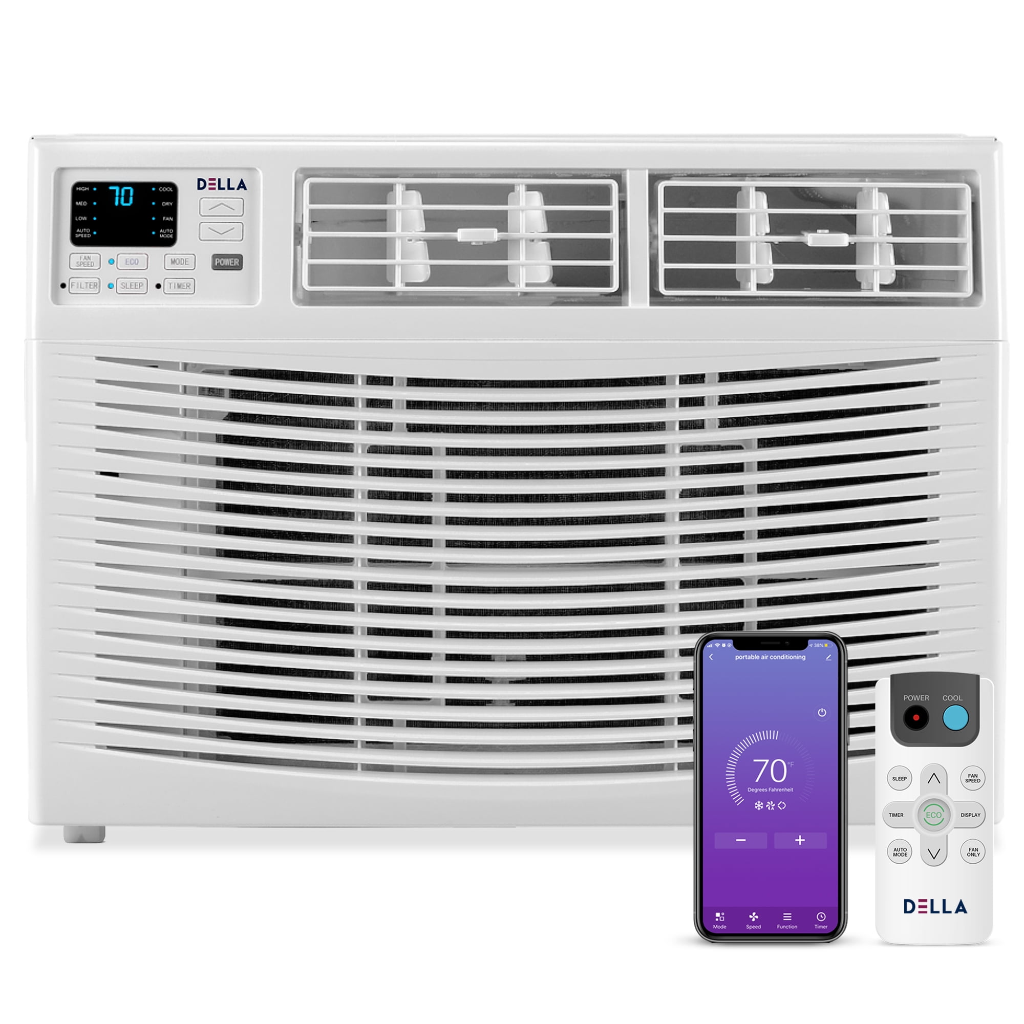 DELLA 8000 BTU Smart Window Air Conditioner Builtin Wifi, Whisper