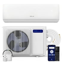 DELLA Motto Series 9100 BTU 19 SEER2 230V Mini Split AC, Cools Up to 400 Sq.Ft, Works with Alexa and Wifi, Ductless Inverter System Air Conditioner, Pre-Charged Heat Pump and 16.4ft Kits