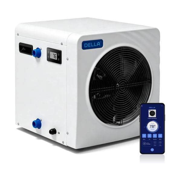 DELLA Omi Spark Series 21,160 BTU Mini Inverter Pool Heat Pump, 110–120V Smart WiFi Pool Heater, Heating & Cooling System for Inflatable, Portable & Above Ground Pools Up to 4500 Gallons