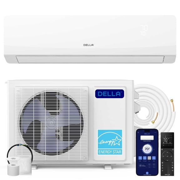 DELLA Serena 22 SEER2 24000 BTU Smart Wifi Mini Split Heat Pump Works with Alexa, Energy Star 2 Ton Pre-Charged 230V Ductless AC Unit Inverter System for Rooms up to 1500Sq.Ft, 16.4ft Install Kit