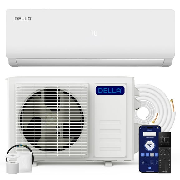DELLA Vario 36000 BTU 19 SEER2 Cools Up to 2500 Sq.Ft Mini Split AC Work with Alexa, Energy Efficient Ductless Inverter System with 3 Ton Heat Pump Pre-Charged and 16.4ft Installation Kits