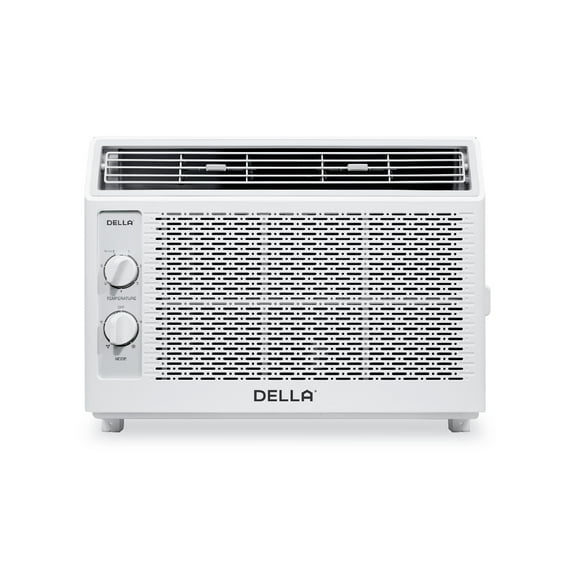 DELLA Window Air Conditioner 5000 BTU, Cools Up To 150 Sq. Ft., Easy Mechanical Control, Energy Saving, Whisper Quiet AC Unit with Reusable Filter, Easy Install Kit
