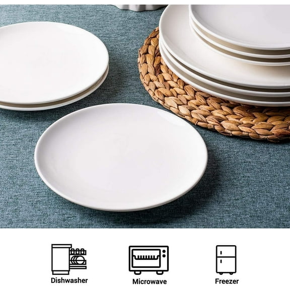 DELLING Appetizer Plates White Round Ceramic 6-Pack 7 Inch
