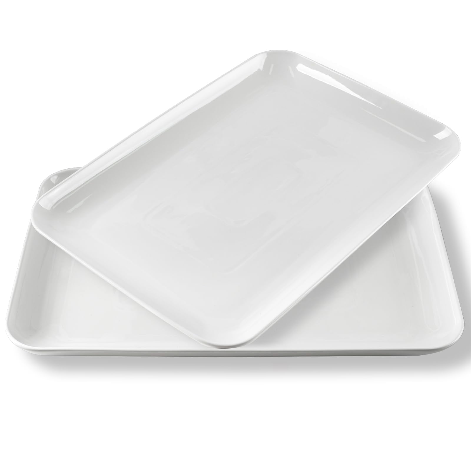 Delling Serving Tray White Ceramic Set of 2 18-inch - Walmart.com