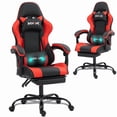 thumbnail image 1 of DELMANGO Ergonomic Reclining Gaming Chair with Linkage Armrests & Footrest, Racing Style Office Chair, PU Leather Computer Desk Chair, Red, 1 of 7