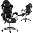 thumbnail image 1 of DELMANGO Ergonomic Video Game Chair with Massage Lumbar Support, Adjustable Headrest & Footrest, 90-135° Recline & 360° Swivel, White, 1 of 8
