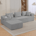 thumbnail image 1 of DELMANGO Modular Sectional Sofa with L-Shape Chaise, Corduroy Boneless Couch Set for Living Room, No Assembly Required, Grey, 1 of 8