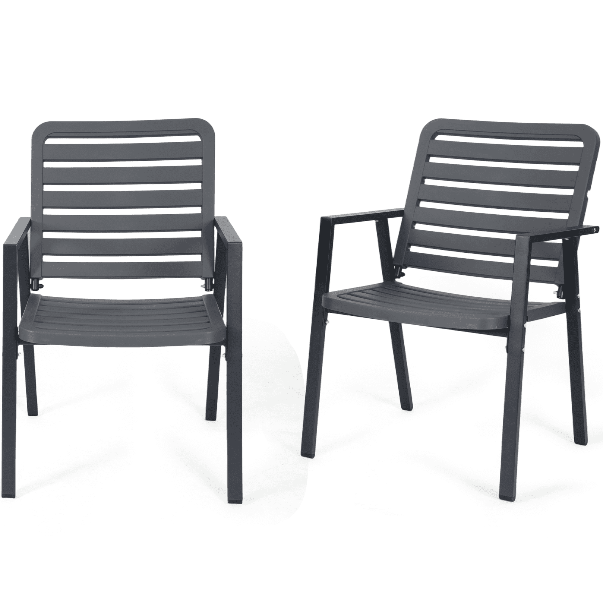 DELMANGO Outdoor Dining Chairs Set of 2, All-Weather PP-Patio Chairs, Metal Frame Outdoor Chairs, Waterproof Restaurant Chairs for Front Porch, Balcony Chairs for Backyard Garden, Grey