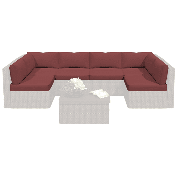 DELMANGO Outdoor Replacement Cushions 14-Piece Deep Seat Water-Resistant Patio Furniture Cushions for 6-Seat Sectional Rattan Sets, Red