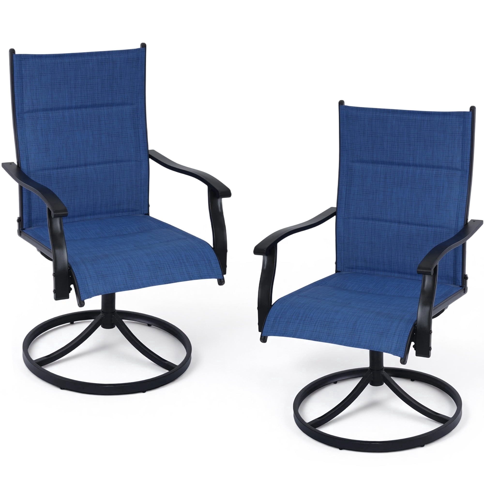DELMANGO Patio Swivel Chairs Set of 2, Outdoor Dining Chairs High Back, All-Weather Textilene Swivel Rocker Chair for Lawn Porch Garden, Blue