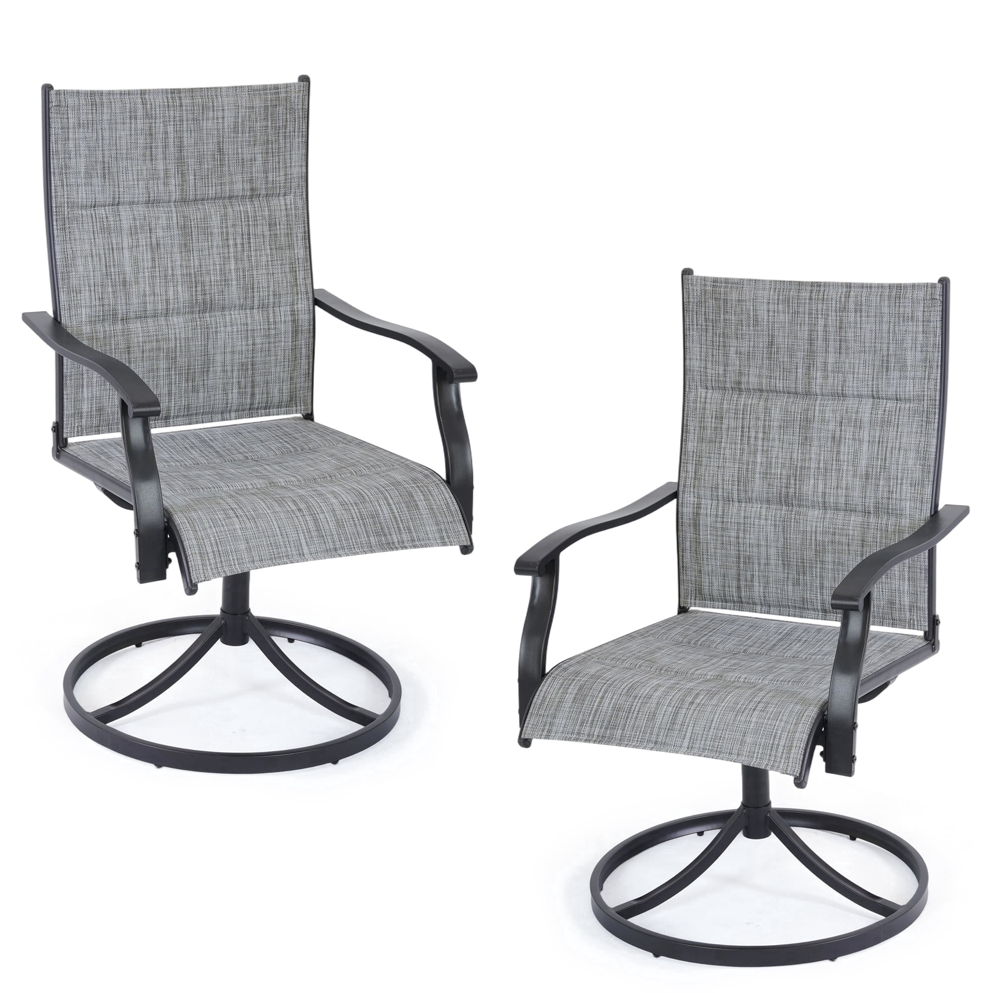 DELMANGO Patio Swivel Chairs Set of 2, Outdoor Dining Chairs High Back, All-Weather Textilene Swivel Rocker Chair for Lawn Porch Garden, Grey