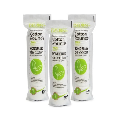 DELON Premium Cosmetic Cotton Rounds (300 Count) - Makeup Remover Pads, Hypoallergenic, Lint-Free |