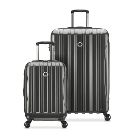 DELSEY PARIS Helium Aero 2-Piece Hardside Expandable Spinner Luggage Set includes 19" International Carry-On & 29" Checked, Brushed Metal