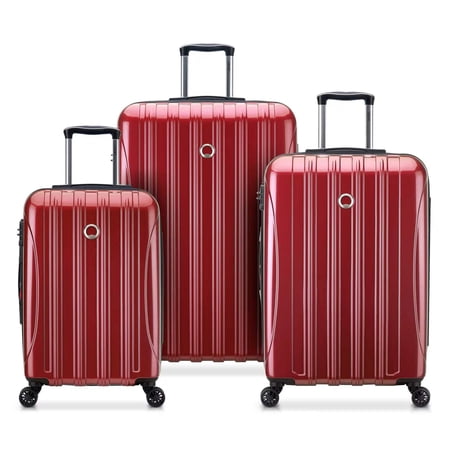 DELSEY PARIS Helium Aero 3-Piece Hardside Expandable Spinner Luggage Set includes 21" International Carry-On, 27" & 31" Checked, Red