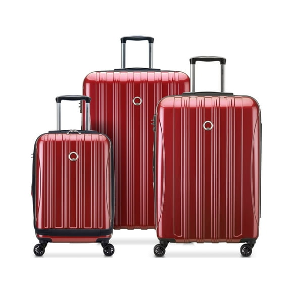 DELSEY PARIS Helium Aero 3-Piece Hardside Expandable Spinner Luggage Set includes 19" International Carry-On, 25" & 29" Checked, Red