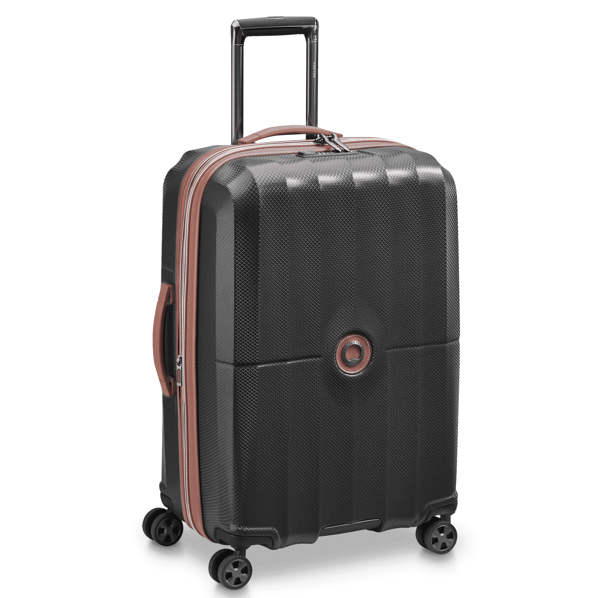 DELSEY PARIS Carrousel 24" Medium Checked Hardside Expandable Spinner Luggage, Black