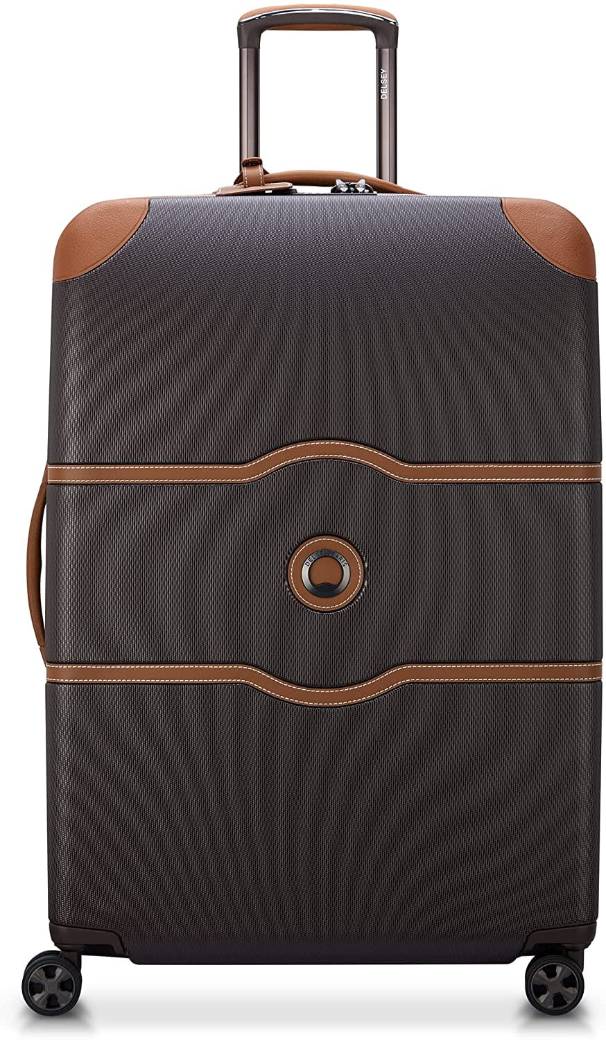 DELSEY Paris Chatelet Hardside Luggage with Spinner Wheels Brown Checked Large 28 Inch No Brake Checked Large 28 Inch No Brake Brown Walmart Business Supplies