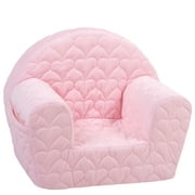 DELSIT Toddler Chair & Kids Armchair - European Made Premium Design - Perfect Reading Chair for Kids - Lightweight Playroom Decor (Quilted Hearts Pink)