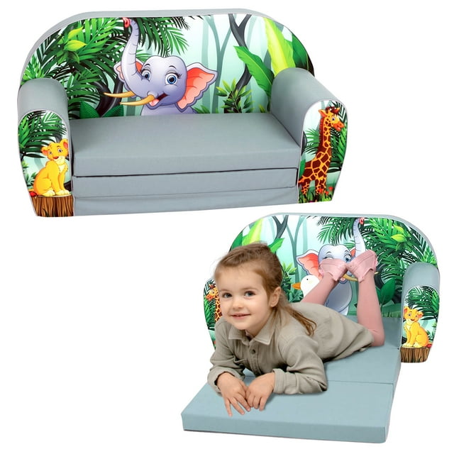 Delsit Kids 2in1 Sofa/Lounger Convertible Foam Couch, Adorable