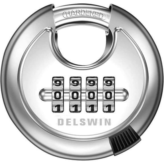 DELSWIN 4 Digit Combination Lock with Hardened Steel Shackle Combo Padlock for Sheds,Gym Locker,Storage Unit,Gate and Fence (1 Pcs) 1 Pack