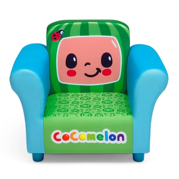 DELTA CHILDREN UPHOLSTERED CHAIR, COCOMELON - BLUE/GREEN