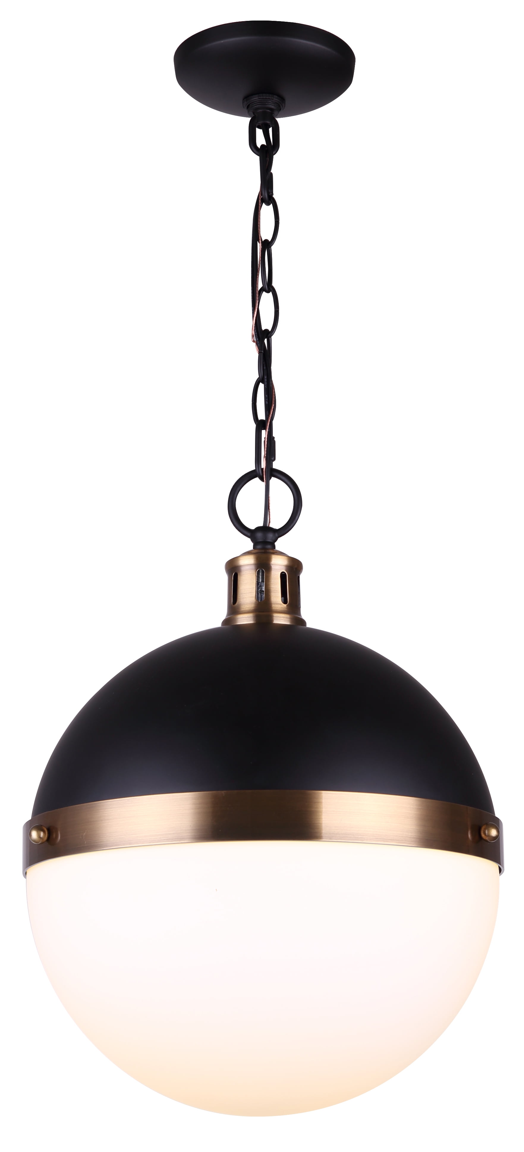 Matte Black and Gold Glass Globe Pendant Light