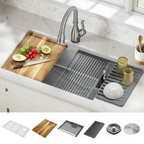 DELTA Lorelai 30 Workstation Kitchen Sink Undermount 16 Gauge Stainless Steel Single Bowl with WorkFlow Ledge and Accessories