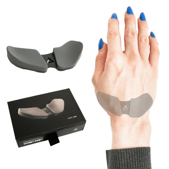 DELTAHUB Carpio 2.0 - Right-Handed Truly Ergonomic Wrist Rest for Mouse, Carpal Tunnel Support, Pain Relief, Anti-Fatigue, Easy Glide, Sleek, Office Computer, Laptop, Gaming - Large, Grey