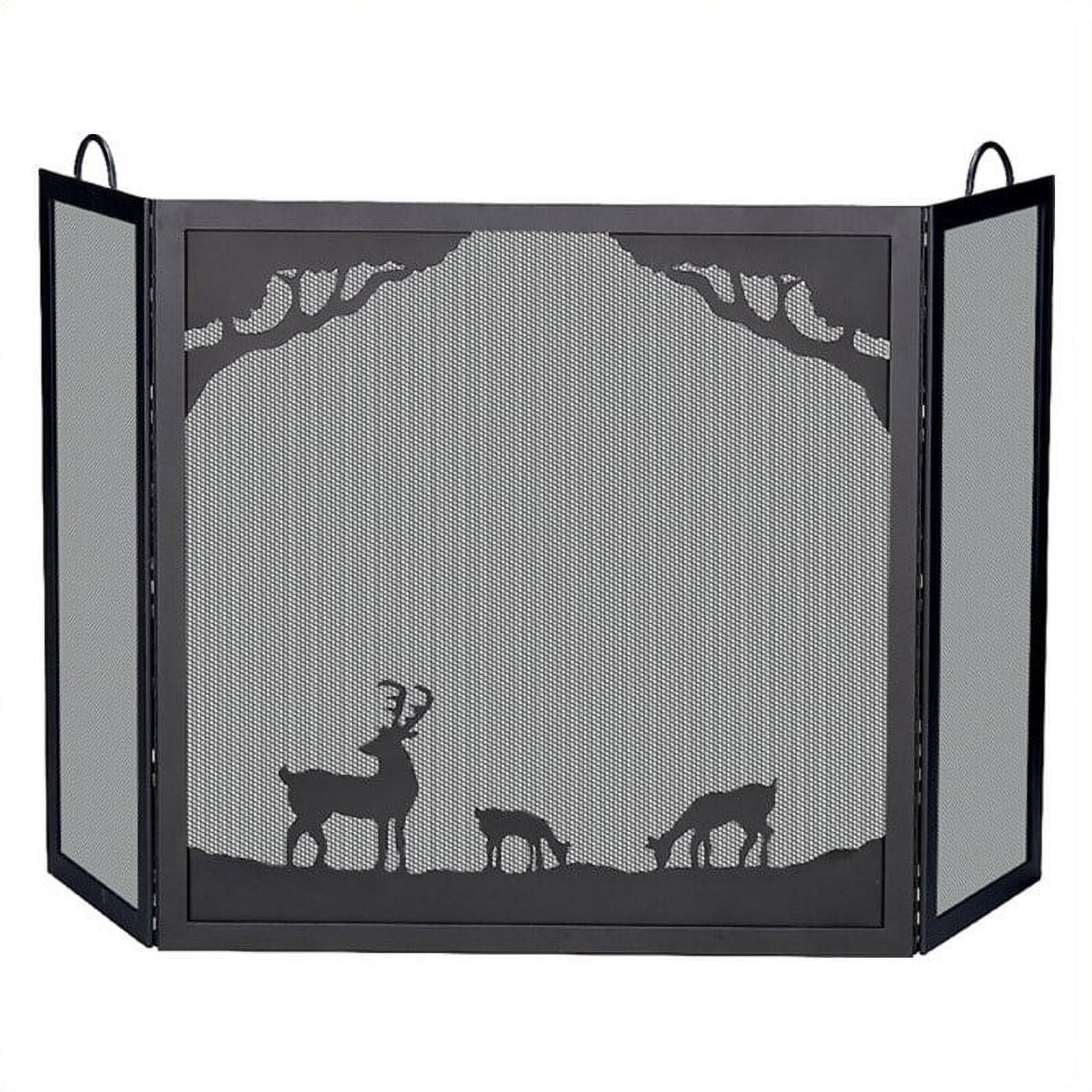 Blue Rhino S-1333 Deluxe 3-Panel Black Wrought Iron Fireplace Screen