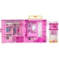 thumbnail image 1 of Barbie Closet with Spin & Style Feature, Vanity, Ottoman, 4 Fashions, 20+ Pieces, Portable Storage, 1 of 6