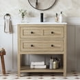 thumbnail image 1 of DELUXE LIVING 30" Bathroom Vanities with Sink Top, Adjustable Feet & Soft Closing Drawers, Light Oak, 1 of 9