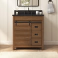 thumbnail image 1 of Deluxe Living 30" Bathroom Vanity with Marble Top, Fully-Assembled vanity with Ceramic Sink,Solid Wood Frame,Brown Oak, 1 of 8