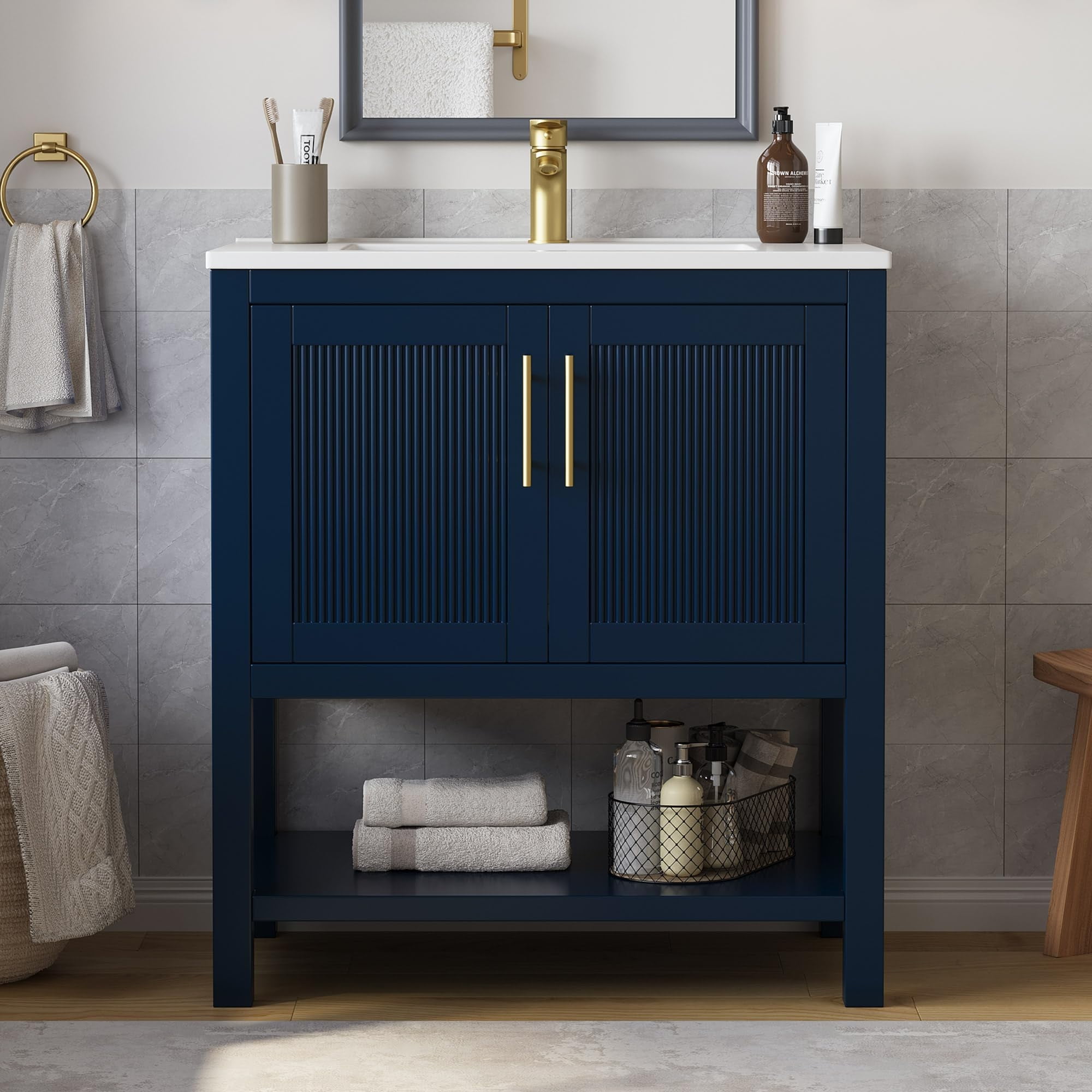 DELUXE LIVING 30 Inch Bathroom Vanity with Sink, Modern Bathroom Sink ...