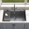 thumbnail image 1 of DELUXE LIVING 33 Inch Drop In Kitchen Sink with Accessories, 16 Gauge Single Bowl 304 Stainless Steel Sink, Workstation Kitchen Sinks 3 Accessories include Drain Strainer, Gun black, 1 of 8