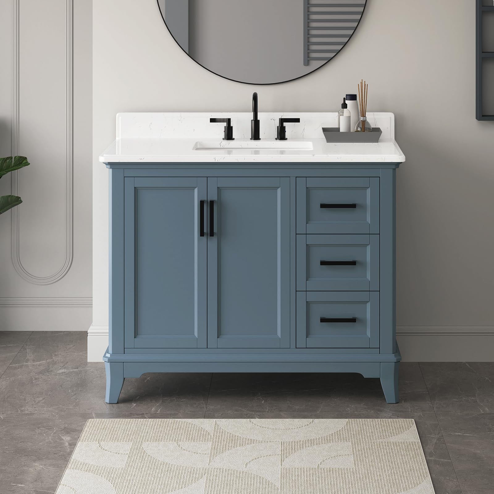 DELUXE LIVING 42 Inch Bathroom Vanity with Sink, Single Sink Bathroom ...