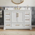 thumbnail image 1 of Deluxe Living 48" Bathroom Vanity with Marble Top, Fully-Assembled vanity with Ceramic Sink,Solid Wood Frame,Greige White, 1 of 9