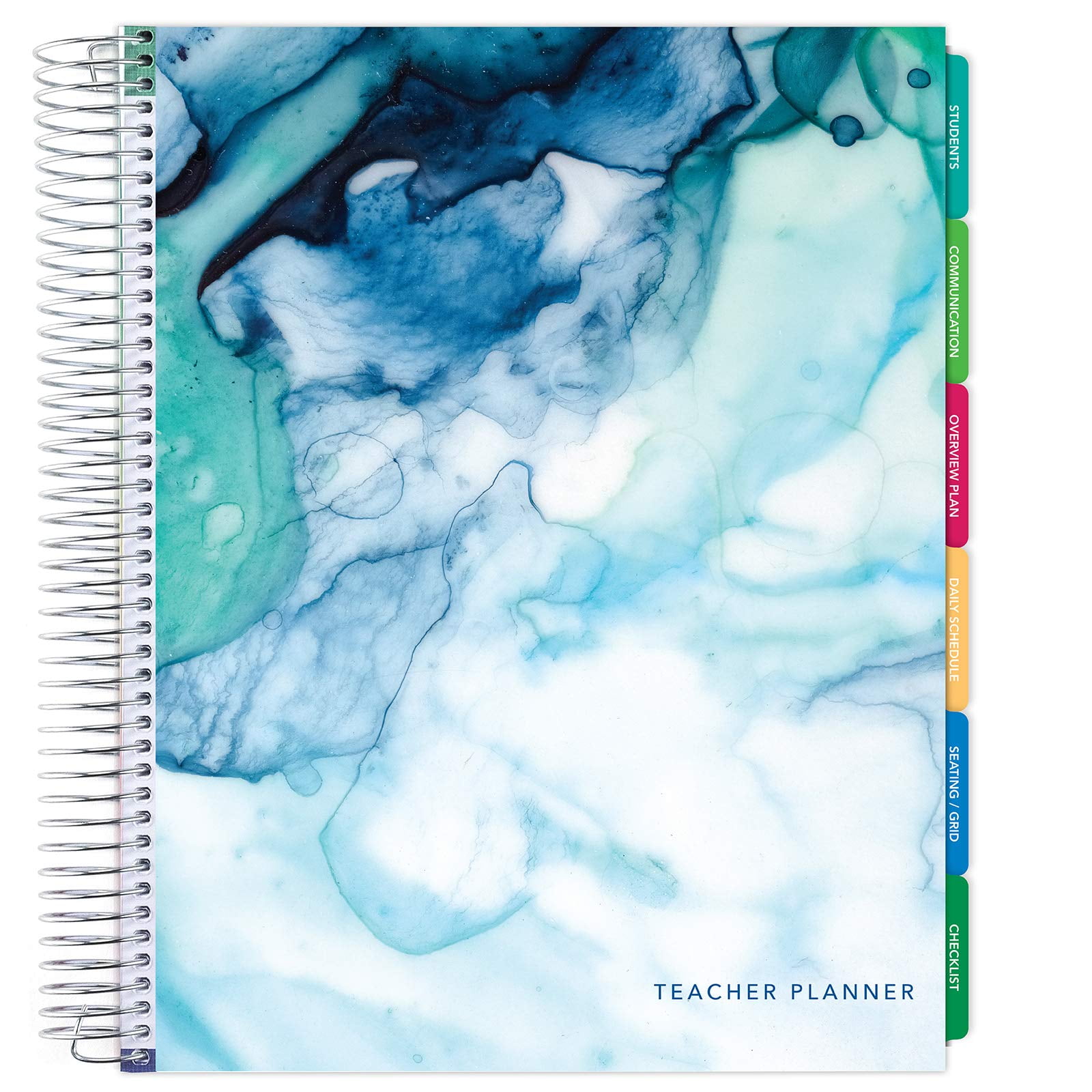 DELUXE Undated Teacher Planner - Includes 7 Periods, Page Tabs, Bookmark, and More! - Blue Marble - 8.5"x11" - DTP-0002-U