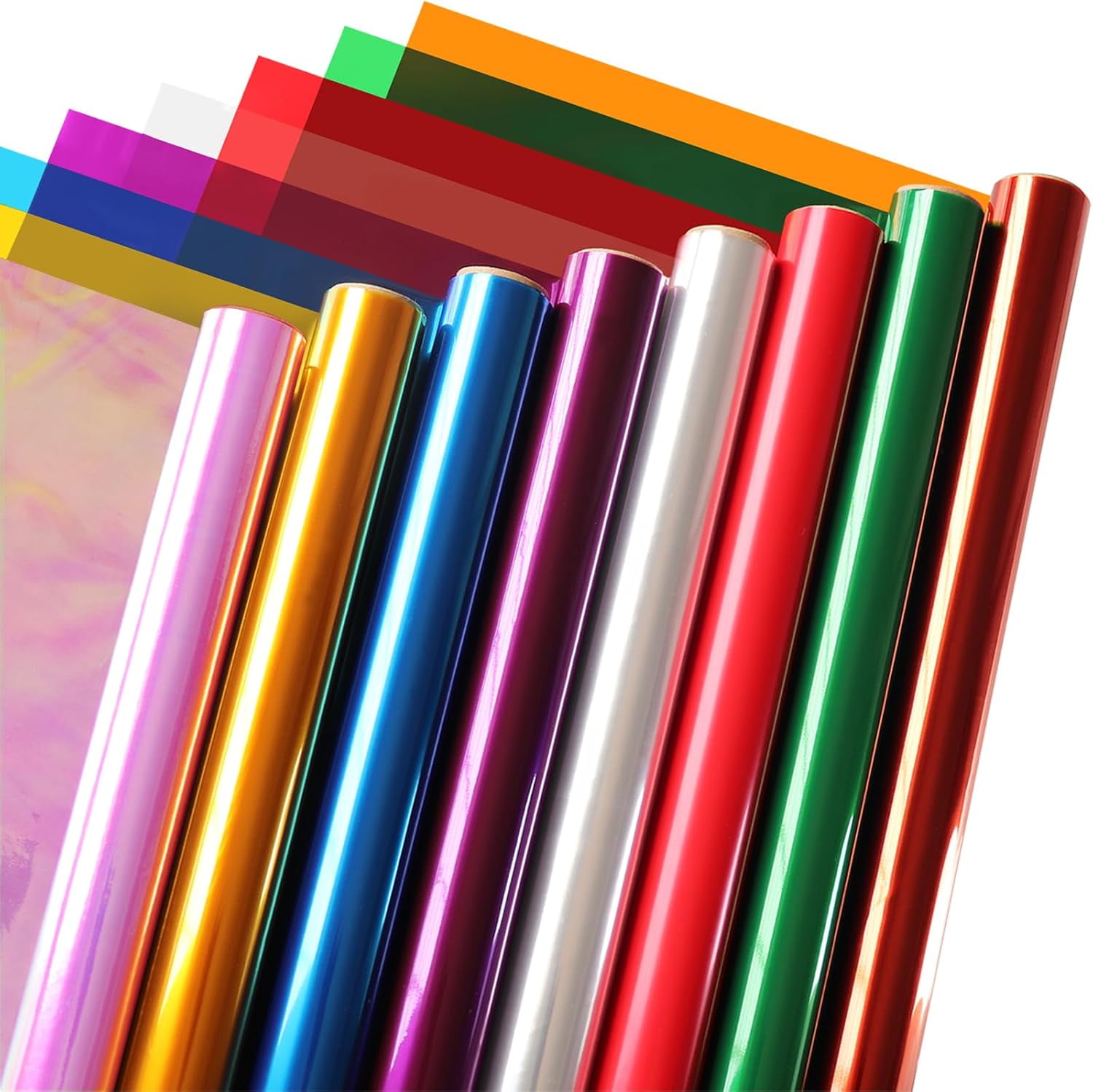 DELUXIS 8 Colors Cellophane Wrap Roll, (34” x 10 ft x 8 Rolls) Extra ...