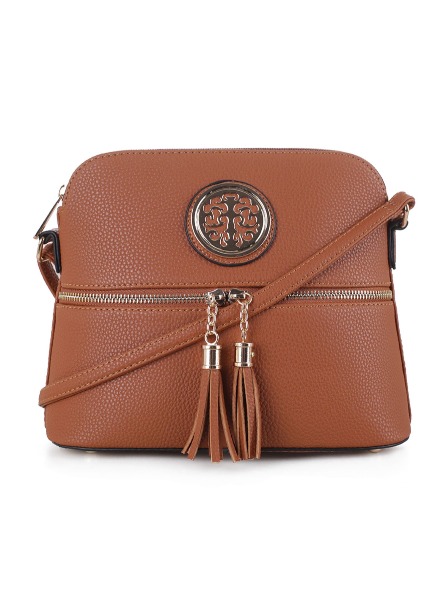 DELUXITY Lightweight Crossbody Bag Tassel Gold Metallic Tan Walmart